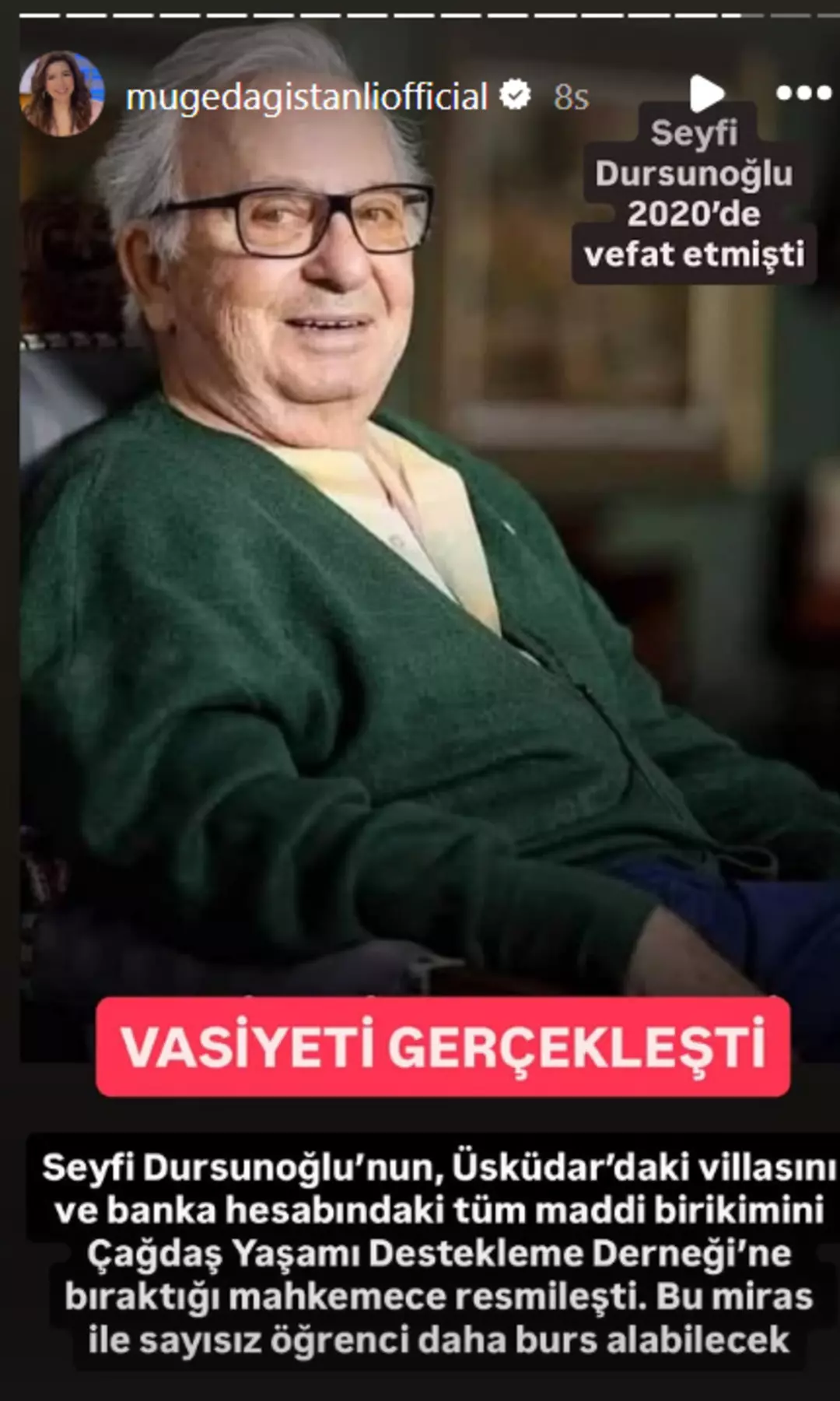 Vasiyet sonunda yerine getirildi