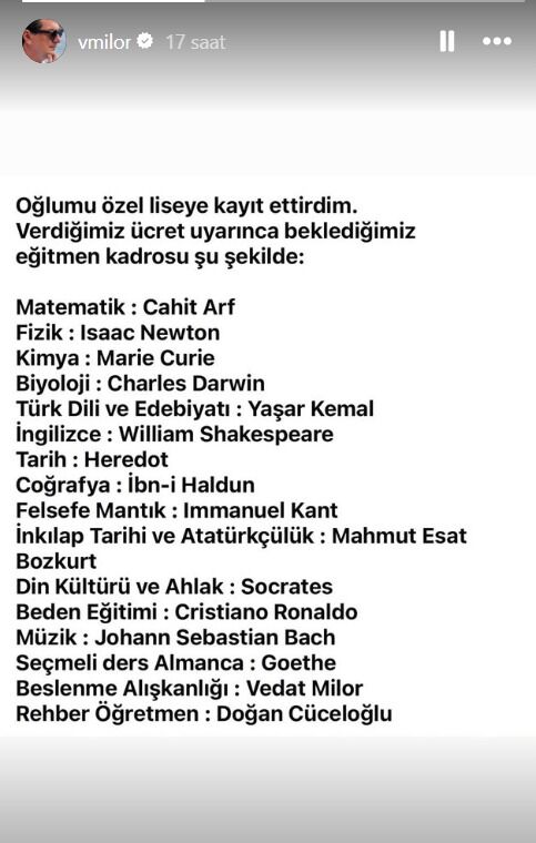 Milor'dan derslere "Nobel Ödüllü" kadro beklentisi