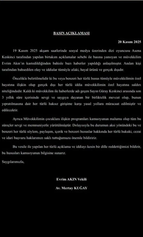 Evrim Akın Avukatı Açıklama