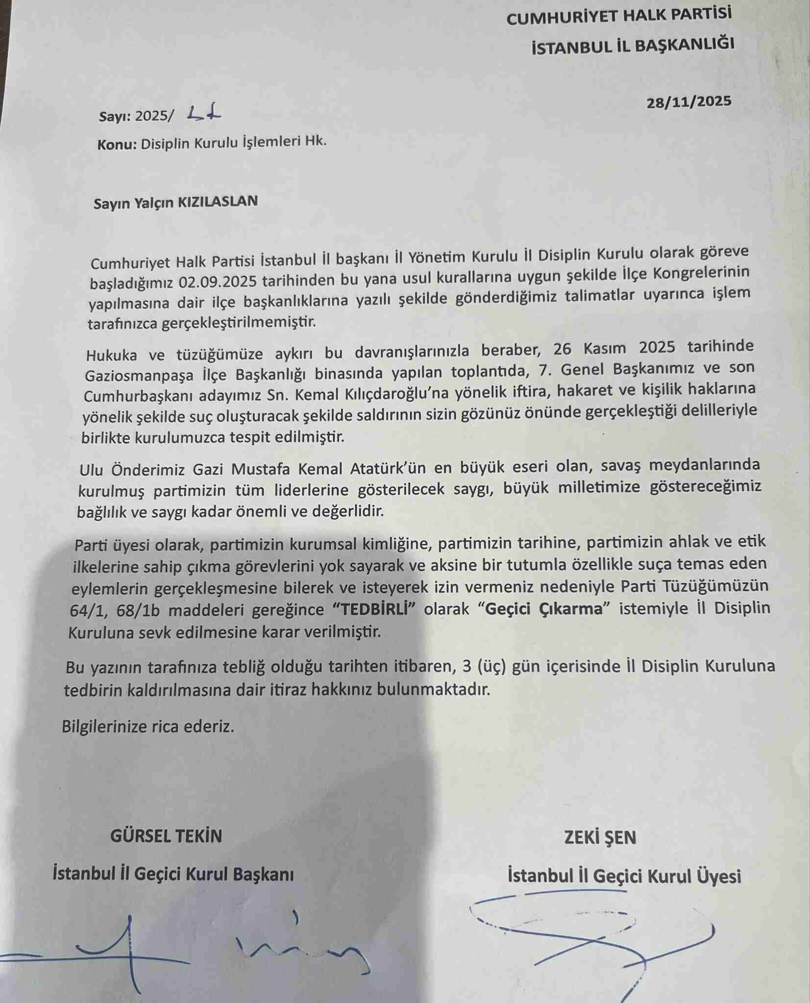 Disiplin süreci başlatıldı