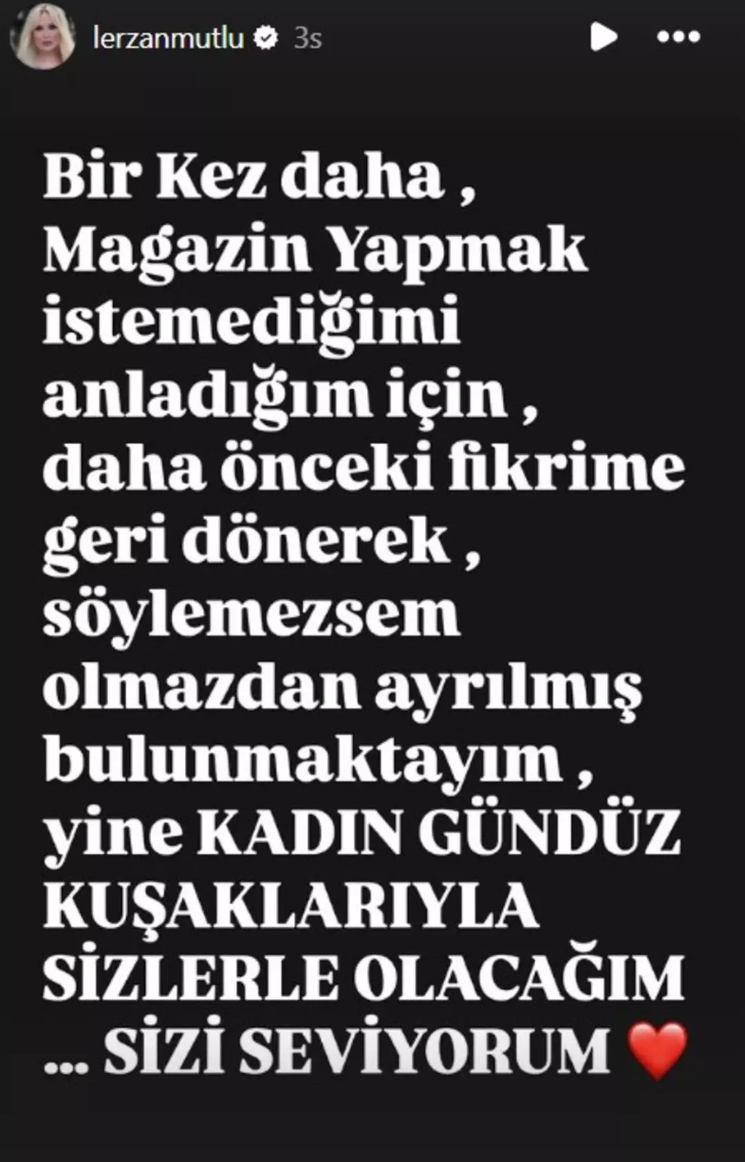 Lerzan Mutlu kararını sosyal medya üzerinden paylaştı