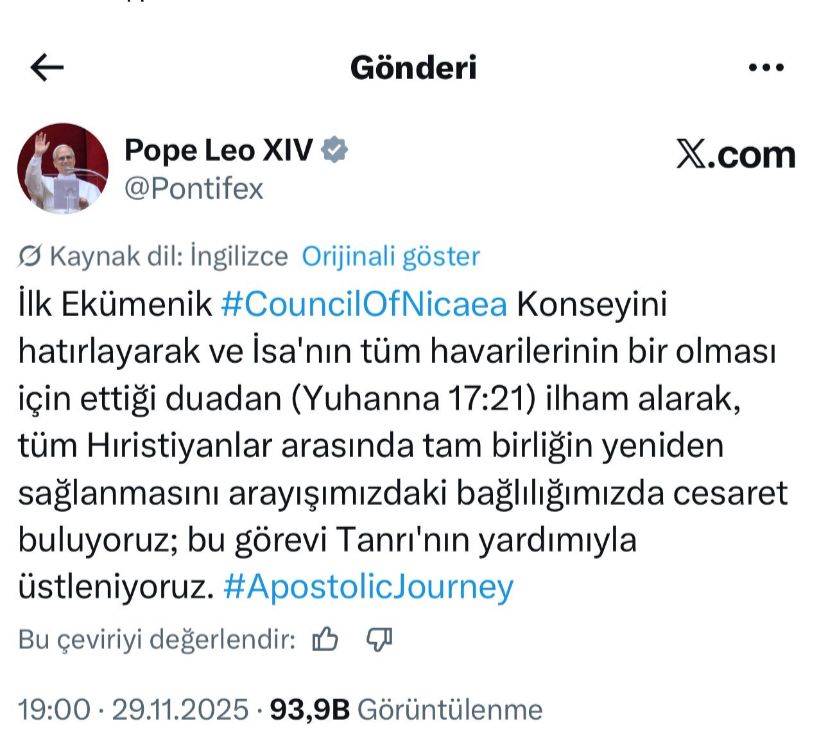 Papa paylaşımında şu ifadeleri kullandı: