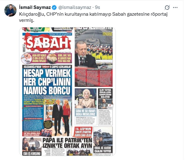 Saymaz'dan Kılıçdaroğlu paylaşımı