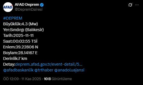 Son Dakika Balıkesir Deprem