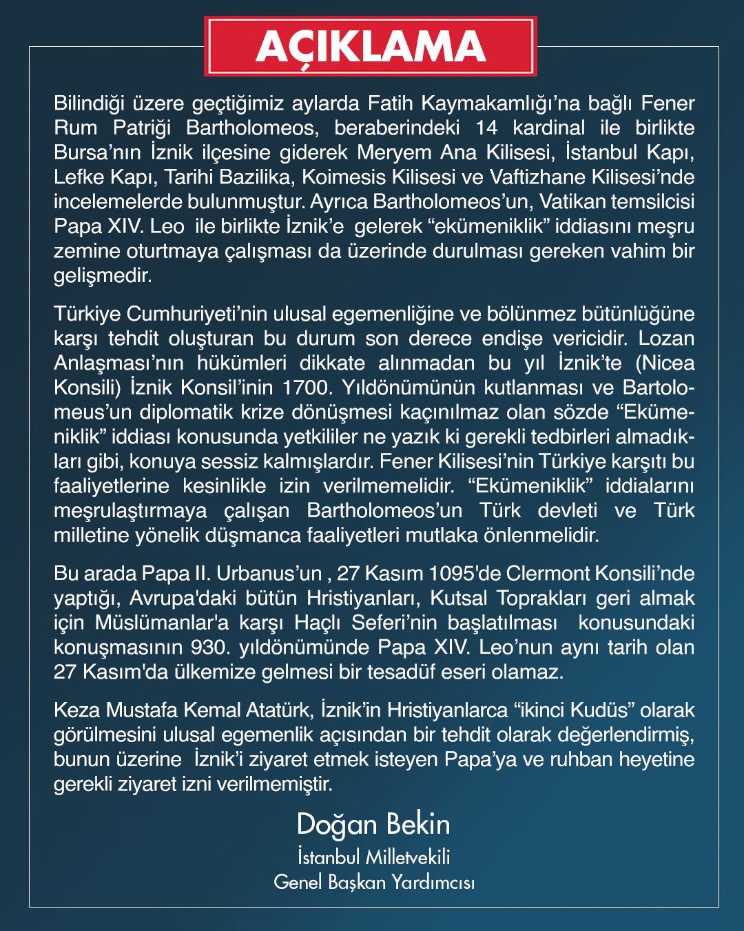 “Ulusal egemenlik açısından vahim”