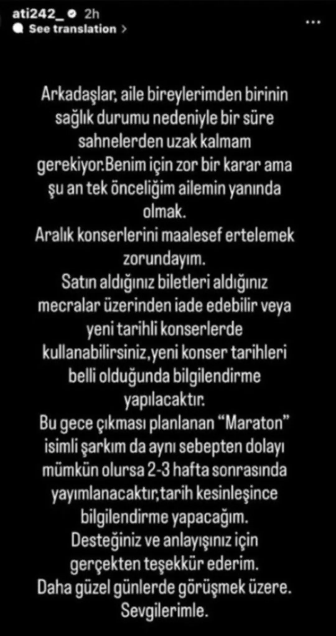 Ati242 ailevi sağlık sorunları nedeniyle sahneye ara verdi