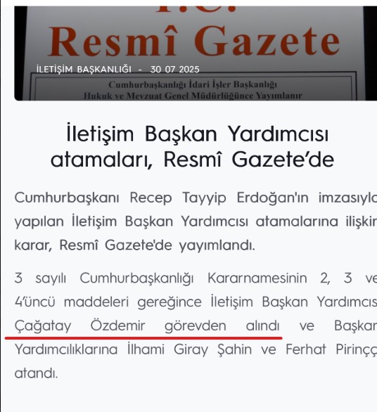 Görevden alınmıştı