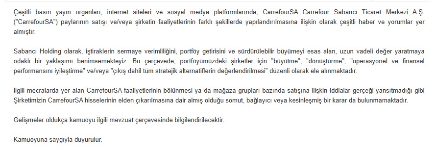 Carfourse'den Kap açıklaması