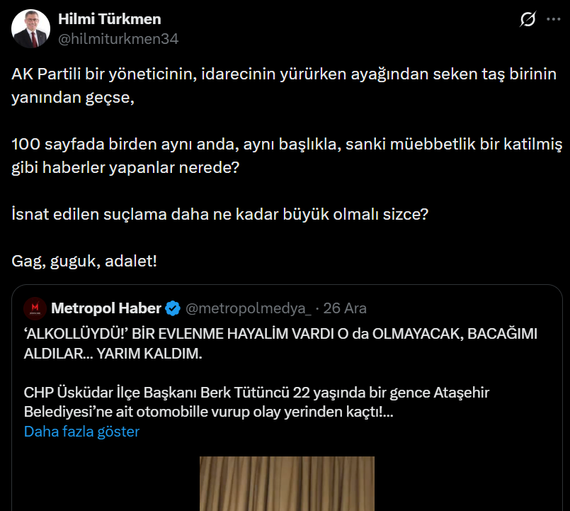 Hilmi Türkmen Açıklama