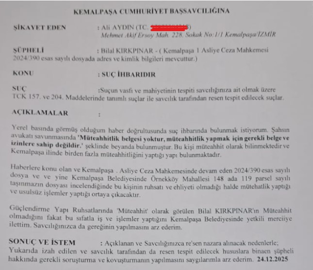 Kırkpınar hakkında savcılığa suç duyurusu