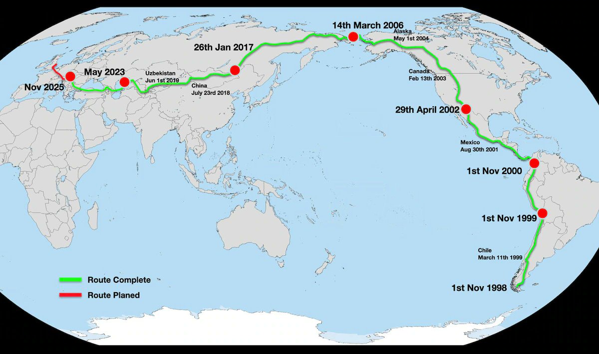 Karl Bushby'in rotası