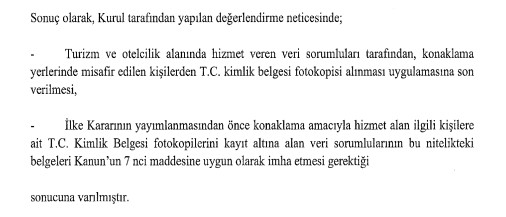 Kuruldan konaklama sektörüne uyarı