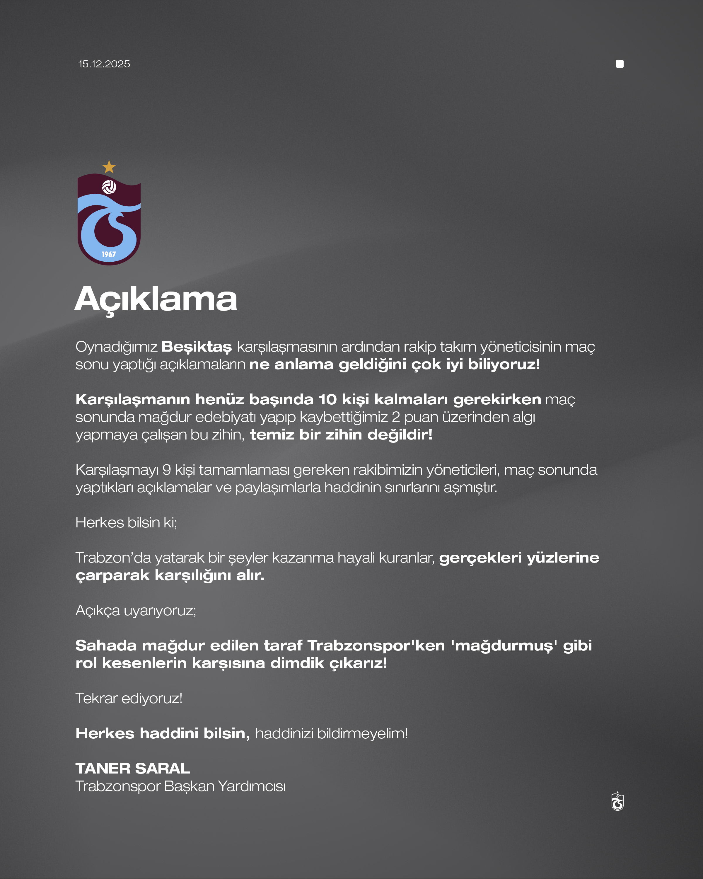 T R A B Z O N S P O R B A S K A N Y A R D I M C I S I S A R A L H E R 1063467 315541