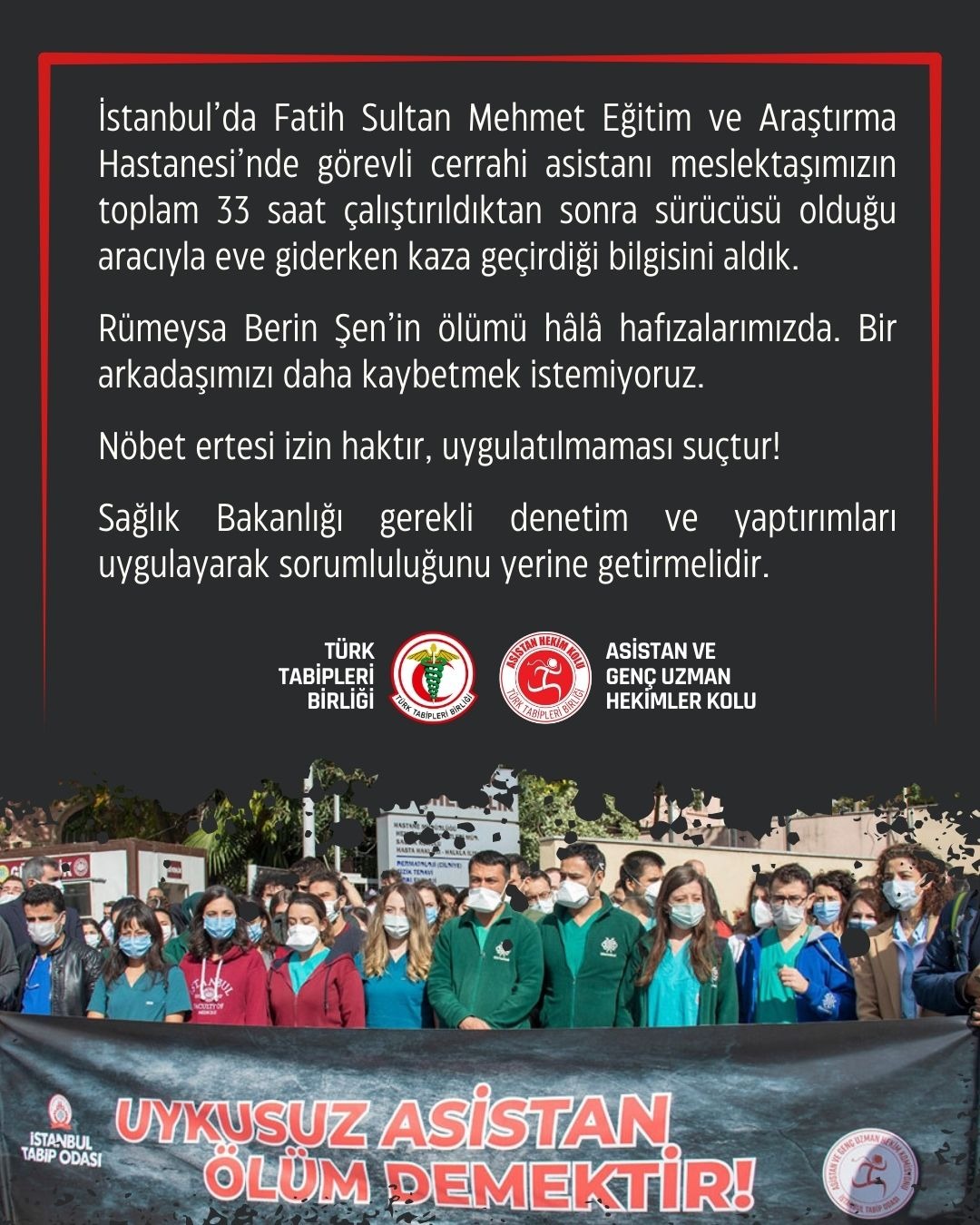 TTB'den net çağrı: Nöbet ertesi izin haktır, uygulatılmaması suçtur!