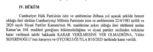 Yargıtay böyle bi parti kayıtlarda yok deyince AYM'den ret kararı geldi