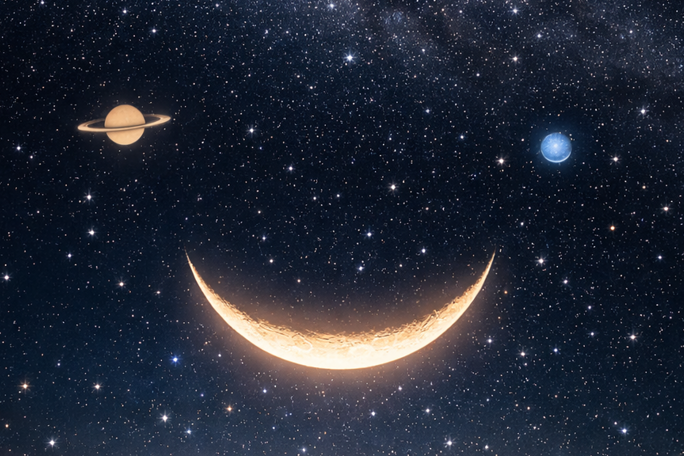 Ay Saturn Neptun Birlesme