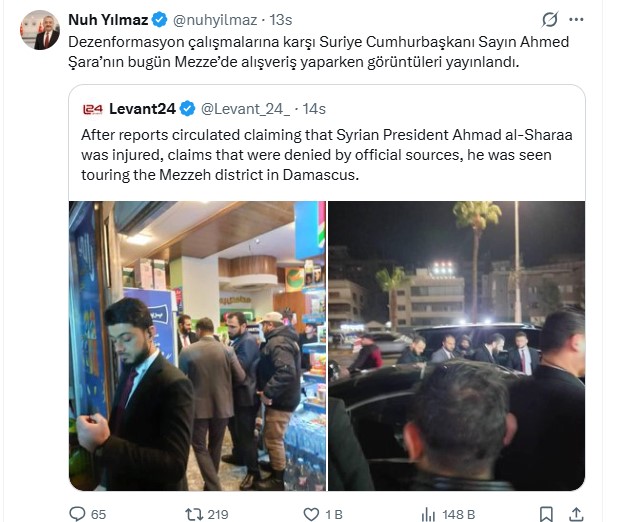 Nuh Yılmaz paylaştı