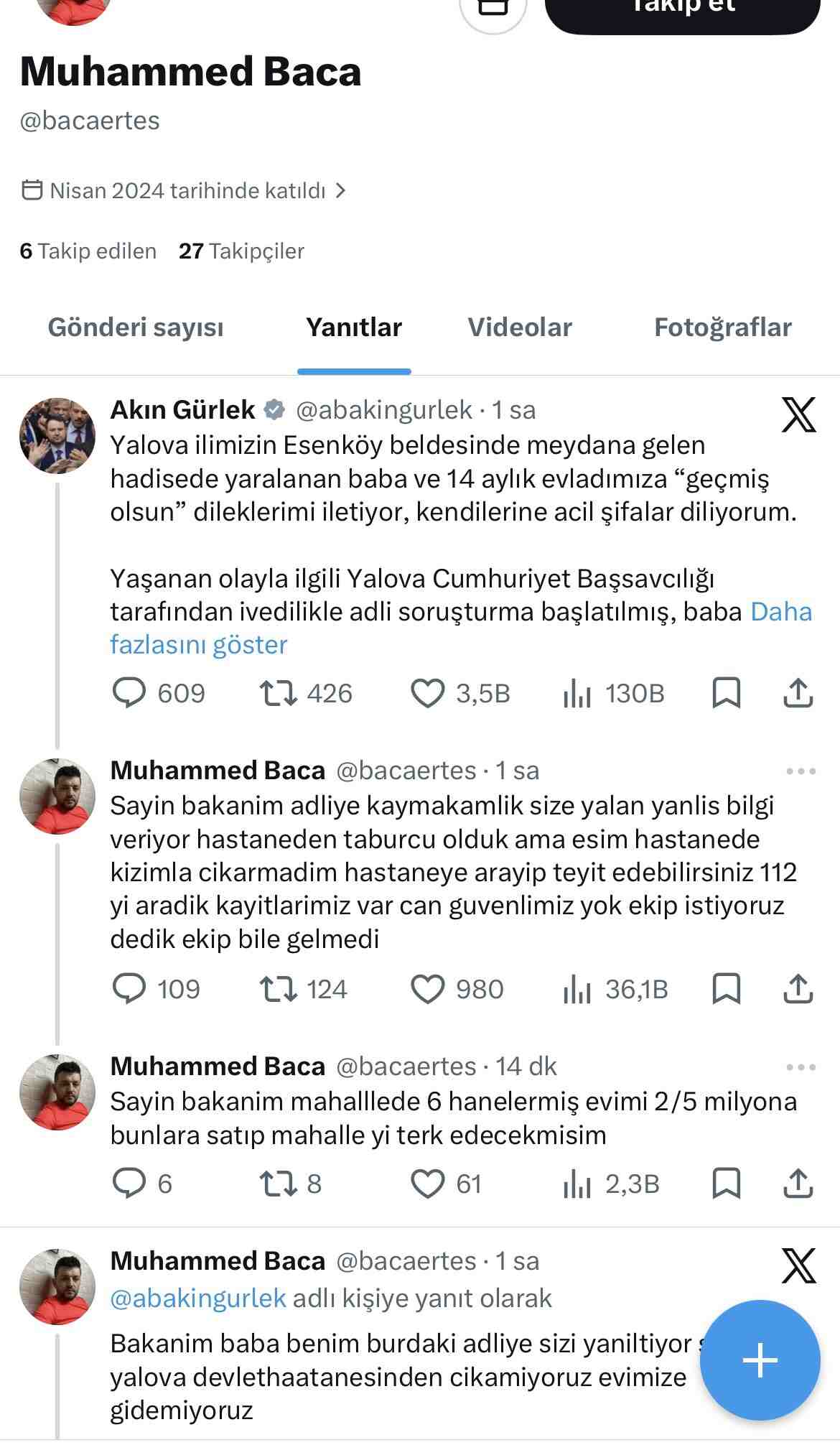 Baba Baca'dan Bakan Gürlek'e sitem