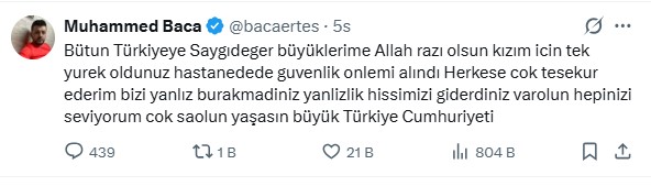 Babadan teşekkür mesajı