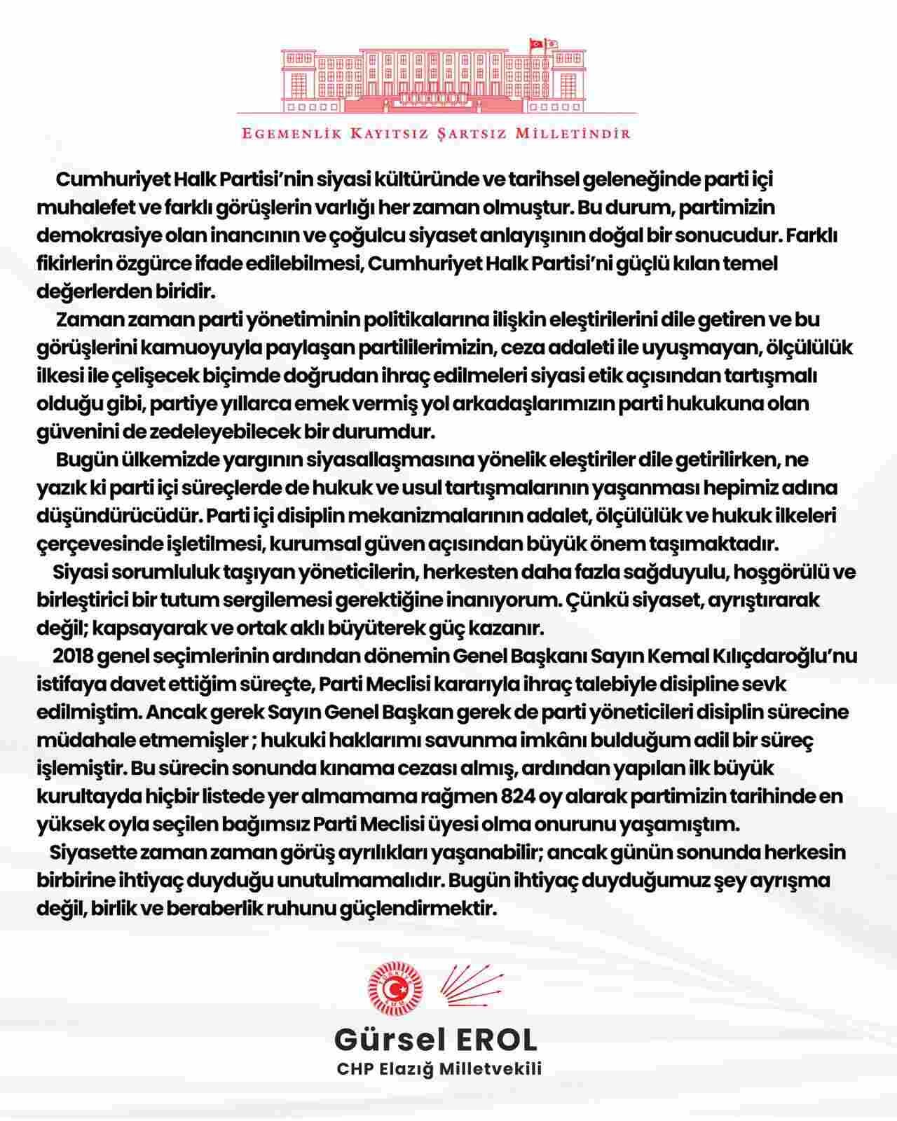 Gürsel Erol açıklama