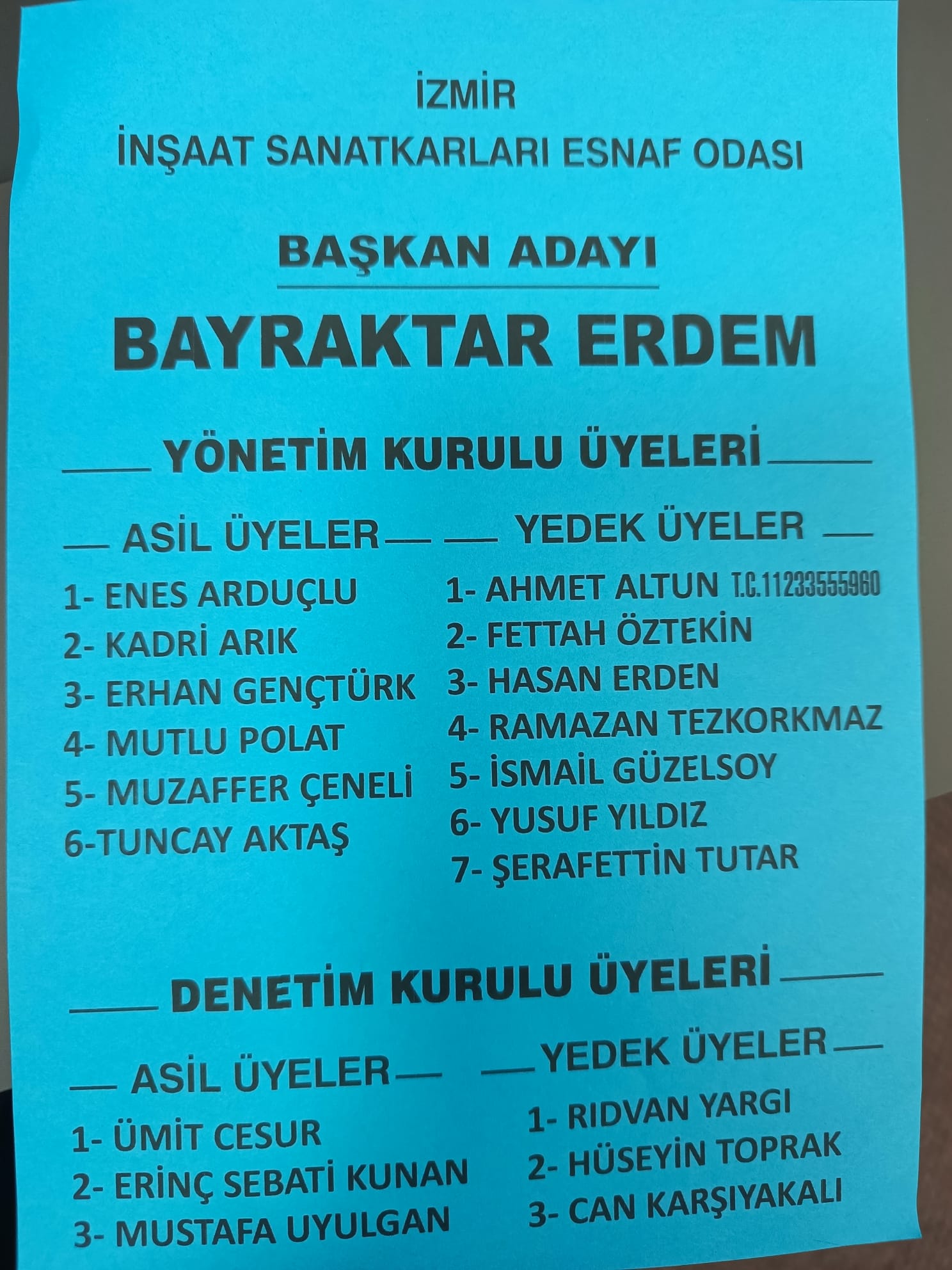 Inşaat Sanatkarları Mavi Liste 1
