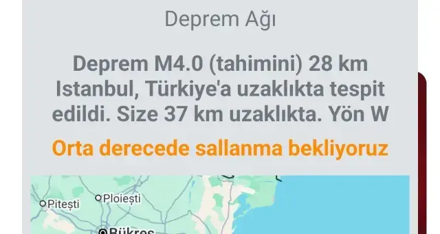 Istanbul Deprme Bildirimi