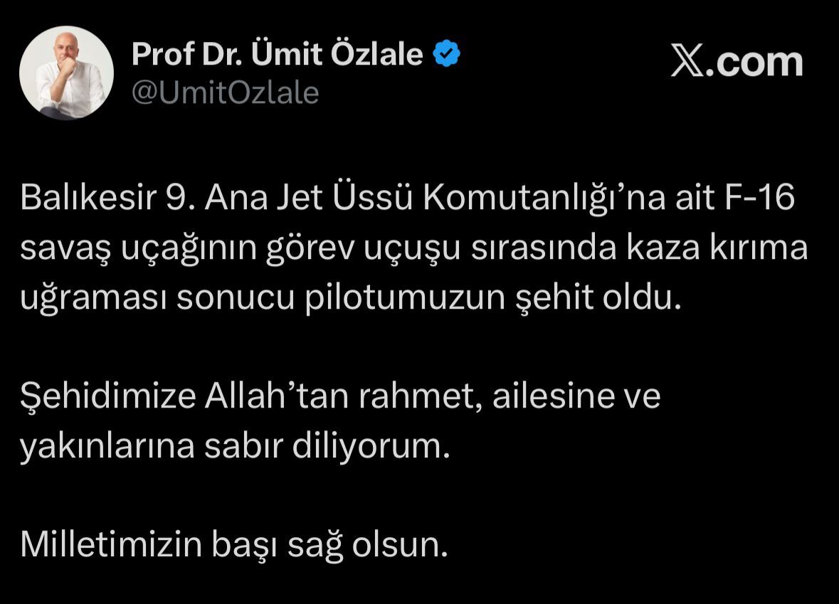 Ümit Özlale: "Şehidimize Allah’tan Rahmet diliyorum"