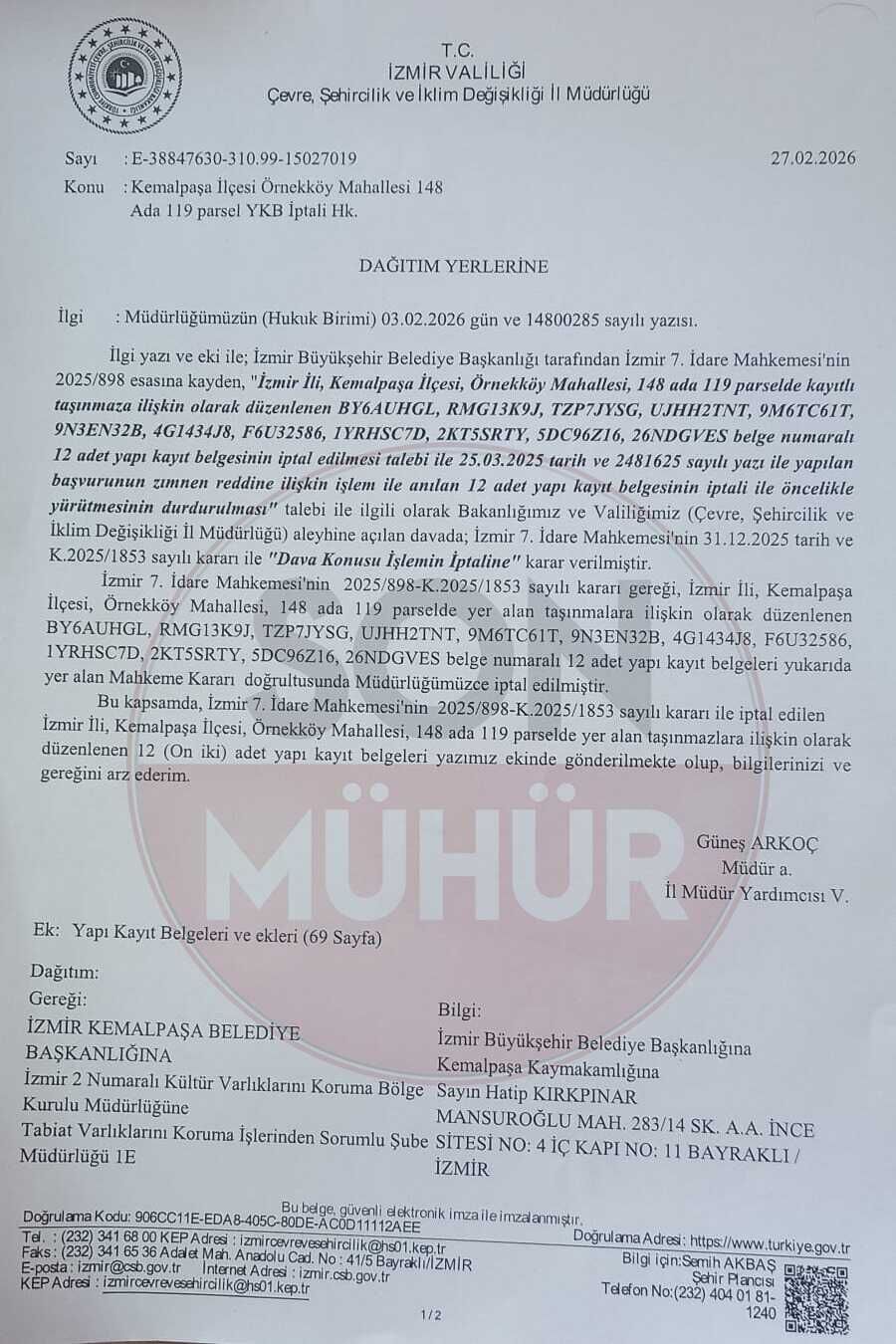 Çevre il müdürlüğü gereğini yapın yazısını gönderdi