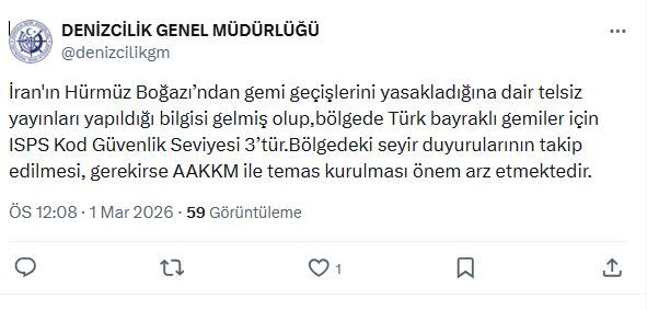 Türk Bayraklı gemiler için güvenlik seviyesi 3’e çıkarıldı