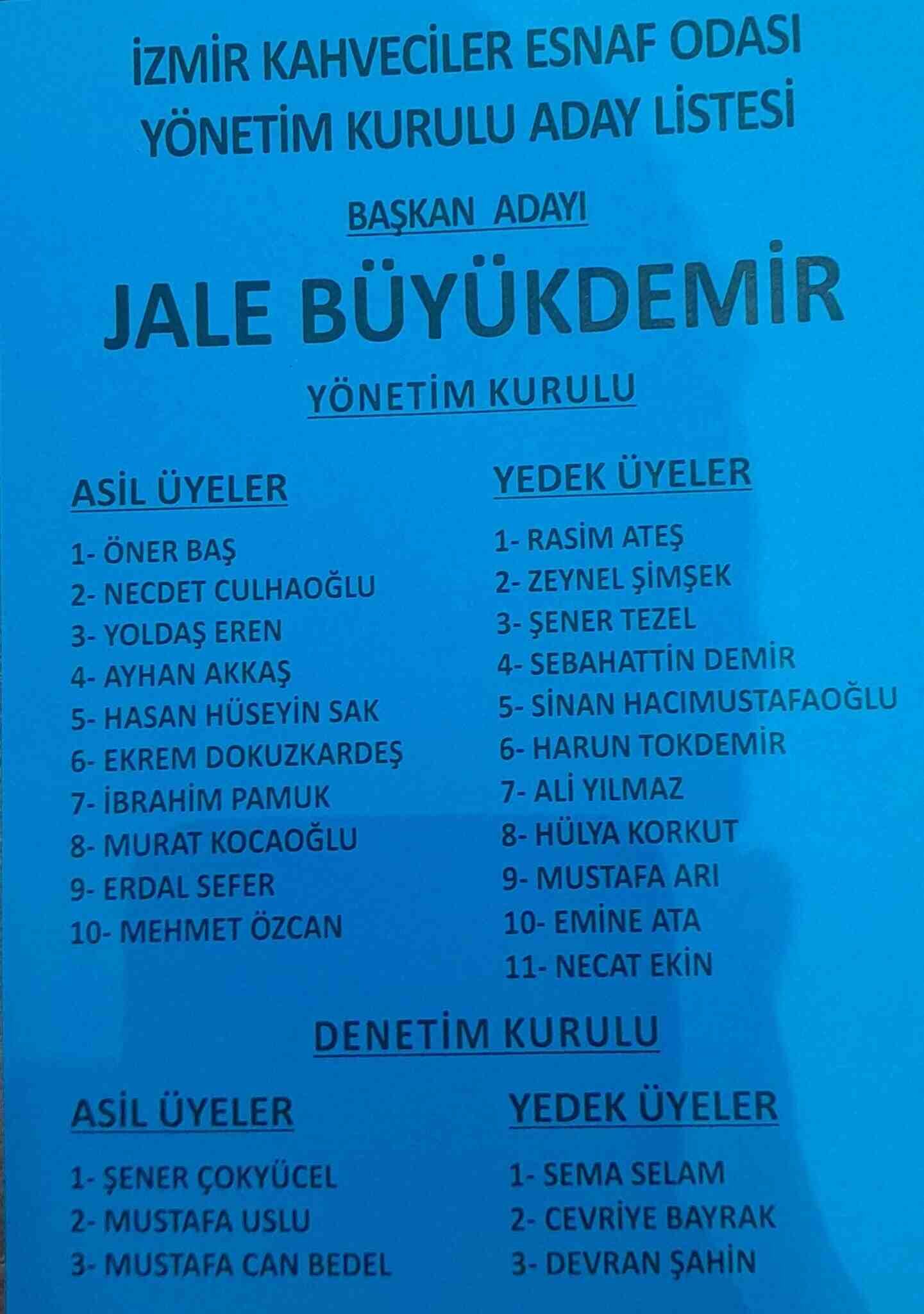 jale büyükdemir mavi liste izmir kahveciler odası