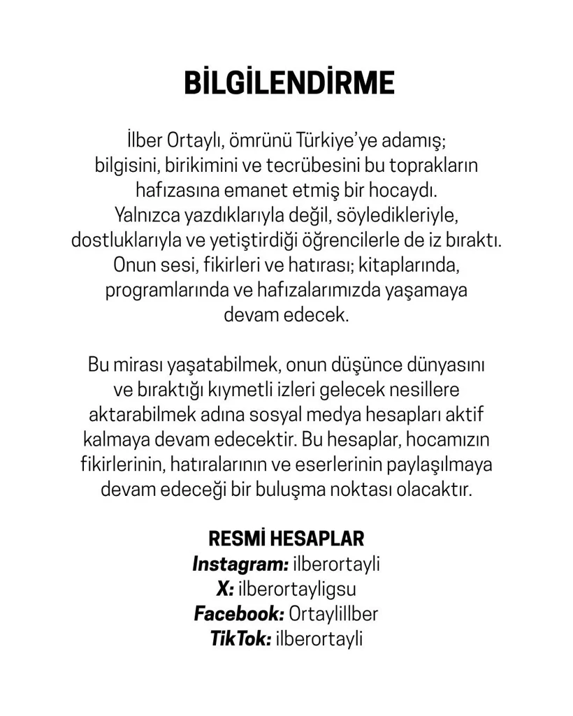 Ilber Ortaylı Mirası Açıklama