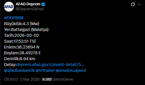 Malatya Battalgazi Deprem