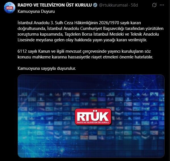 RTÜK’ten 6112 Sayılı kanun hatırlatması