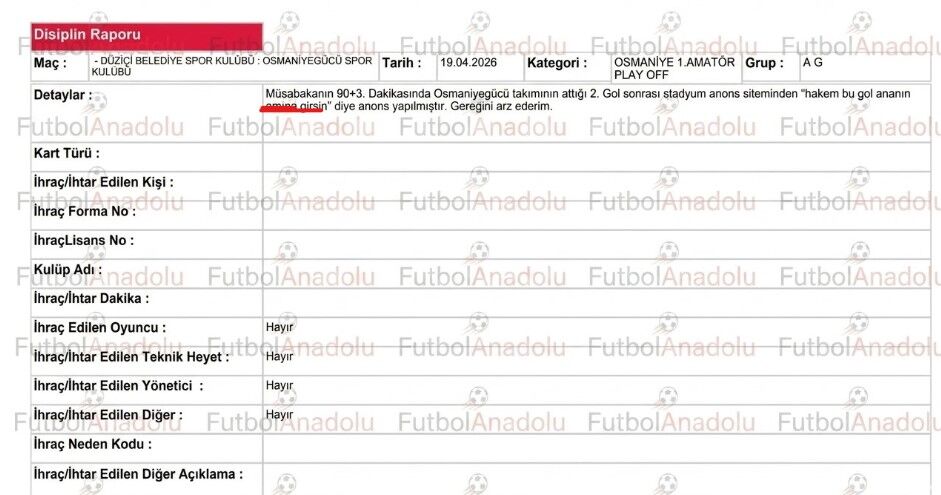 Gözlemci raporunda küfür
