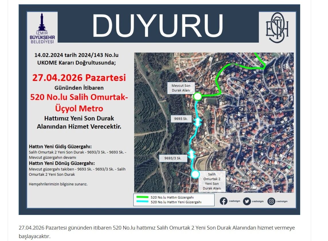 Karabağlar ve Tire-Torbalı rotasında değişim