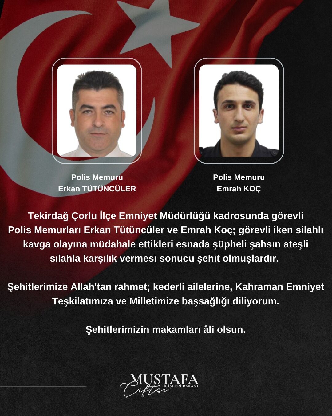 Bakan Çiftçi’den taziye mesajı
