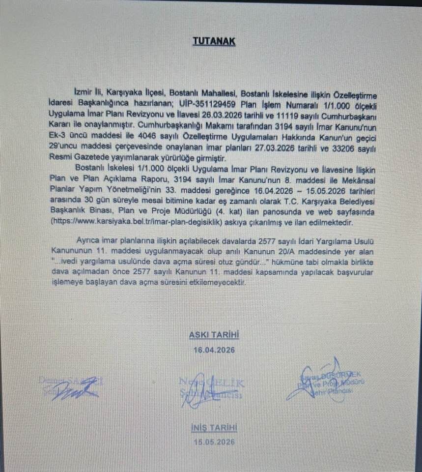 Bostanlı iskelesi için 15 Mayıs'ta itiraz süresi doluyor