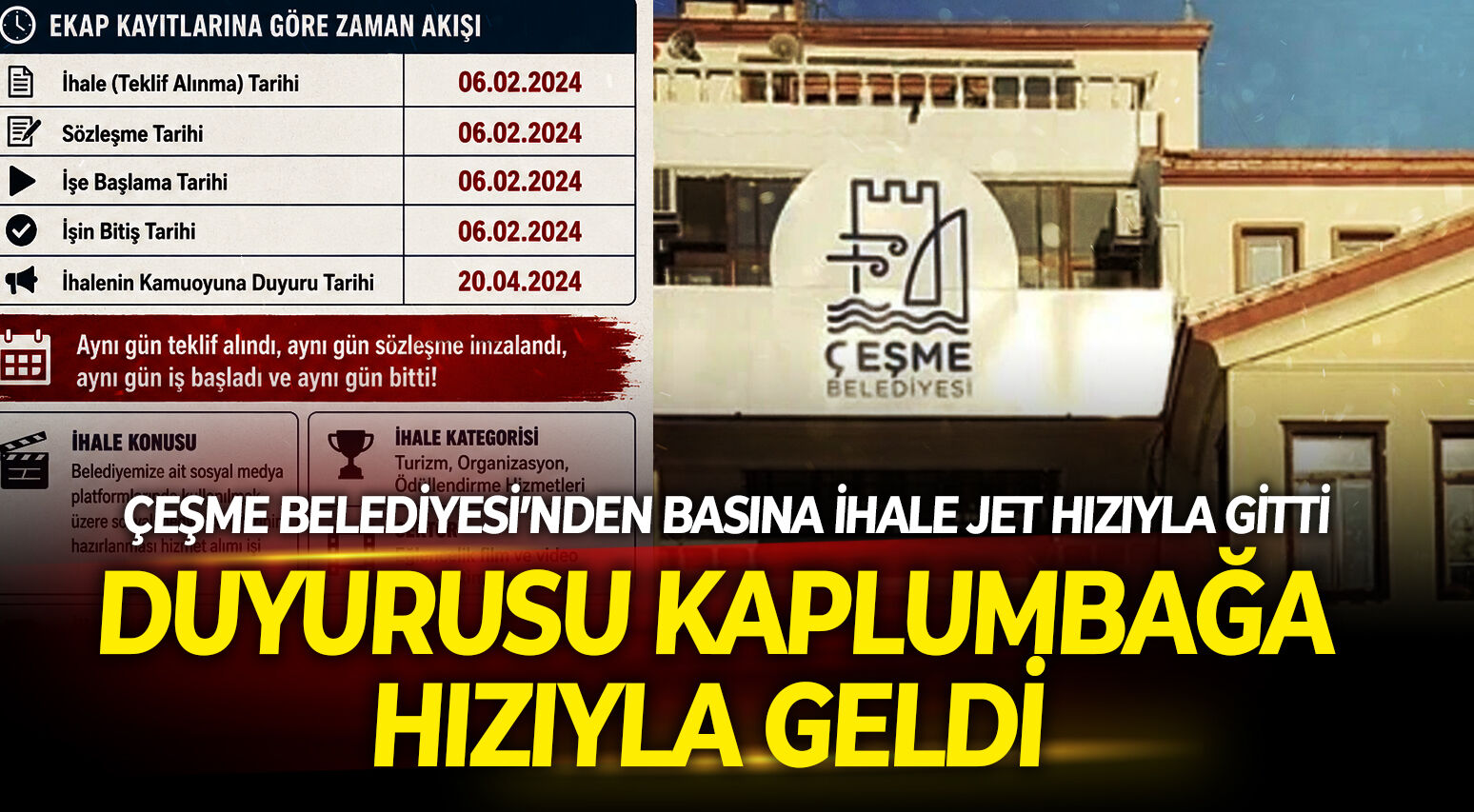 Çeşme Belediyesi’nden basına ihale jet hızıyla gitti, duyurusu kaplumbağa hızıyla geldi