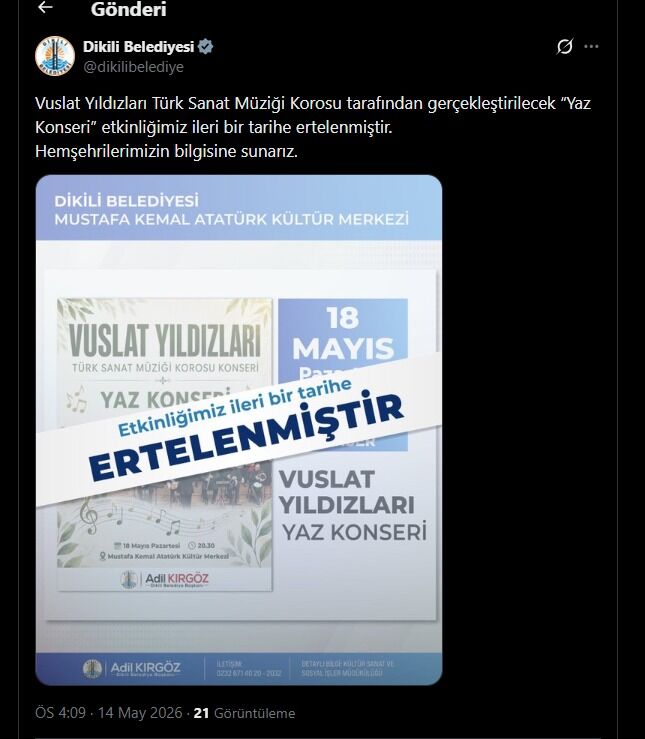İptal edilmedi sadece ertelendi!