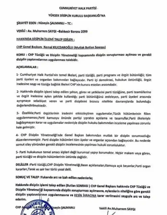 Kılıçdaroğlu Ihraç Talebi