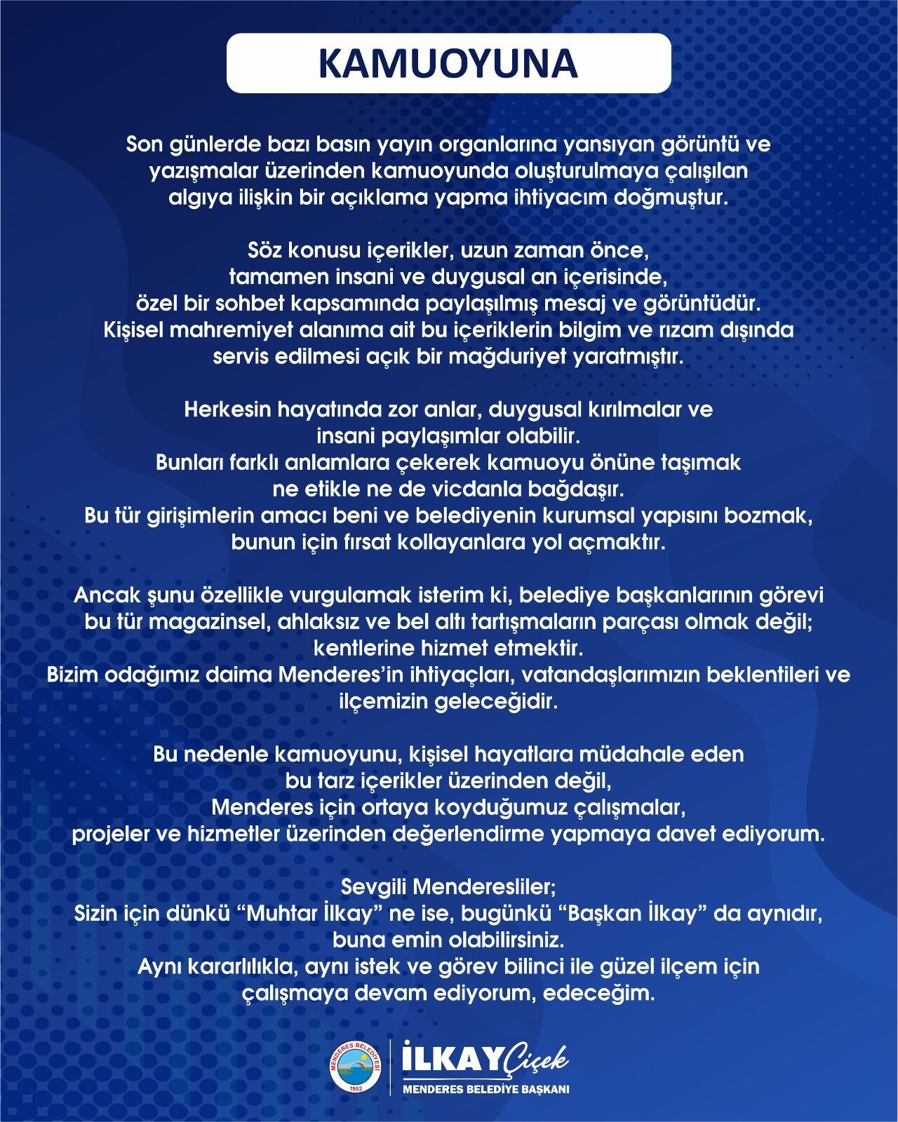 "Gündemimiz magazin değil, Menderes"