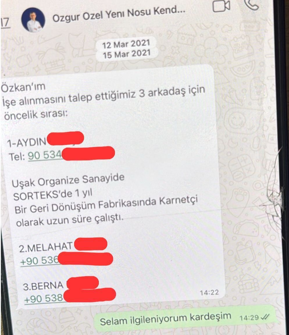 Özel'den torpil listesi