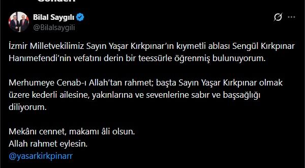 Teşkilattan başsağlığı mesajları geliyor