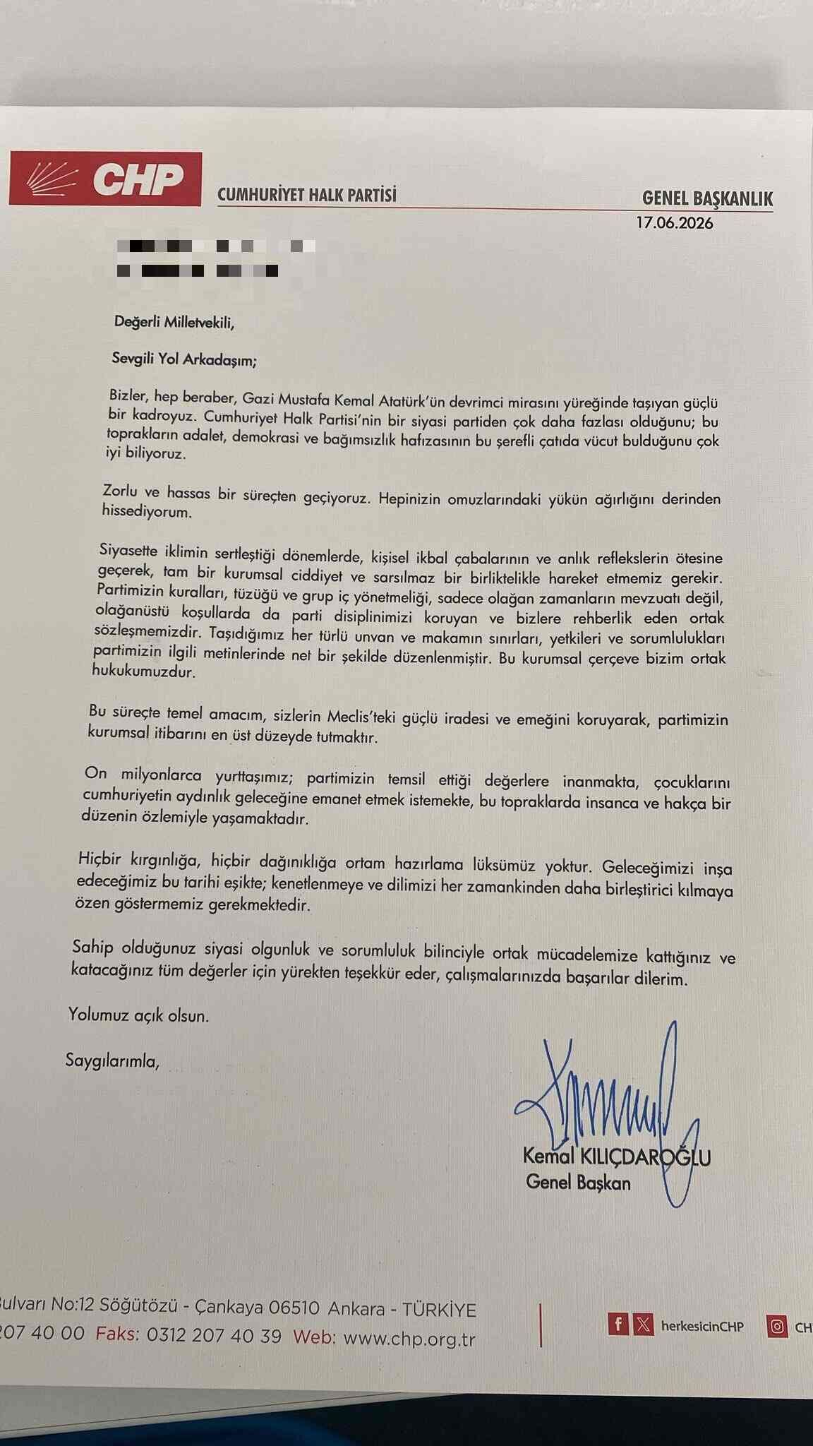 KK'dan mektup
