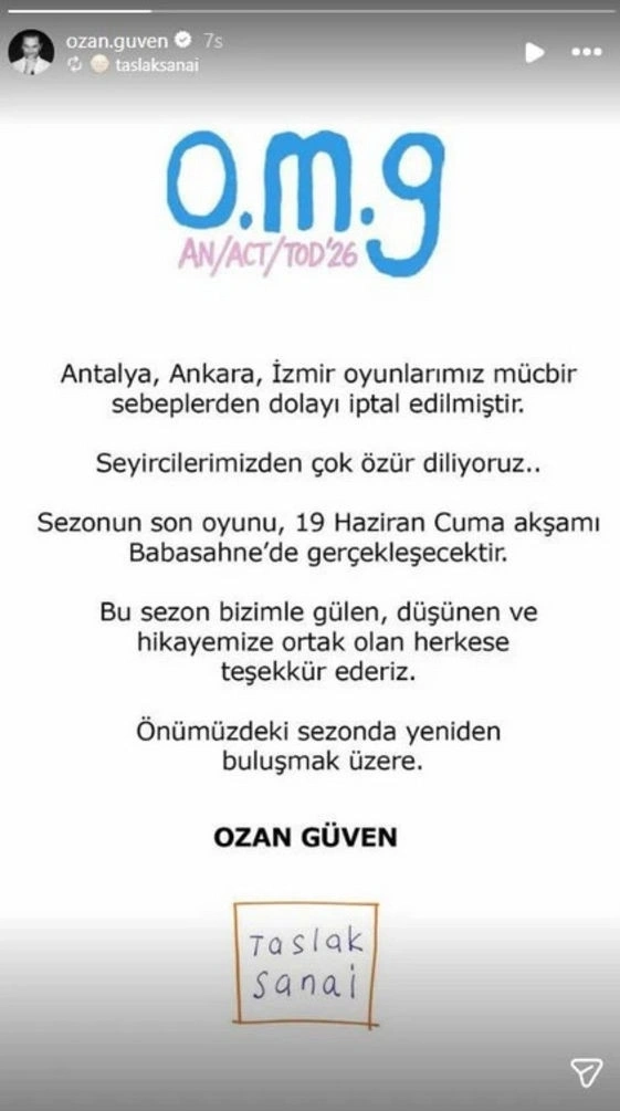 Ozan Güven Oyunları Iptal Edildi