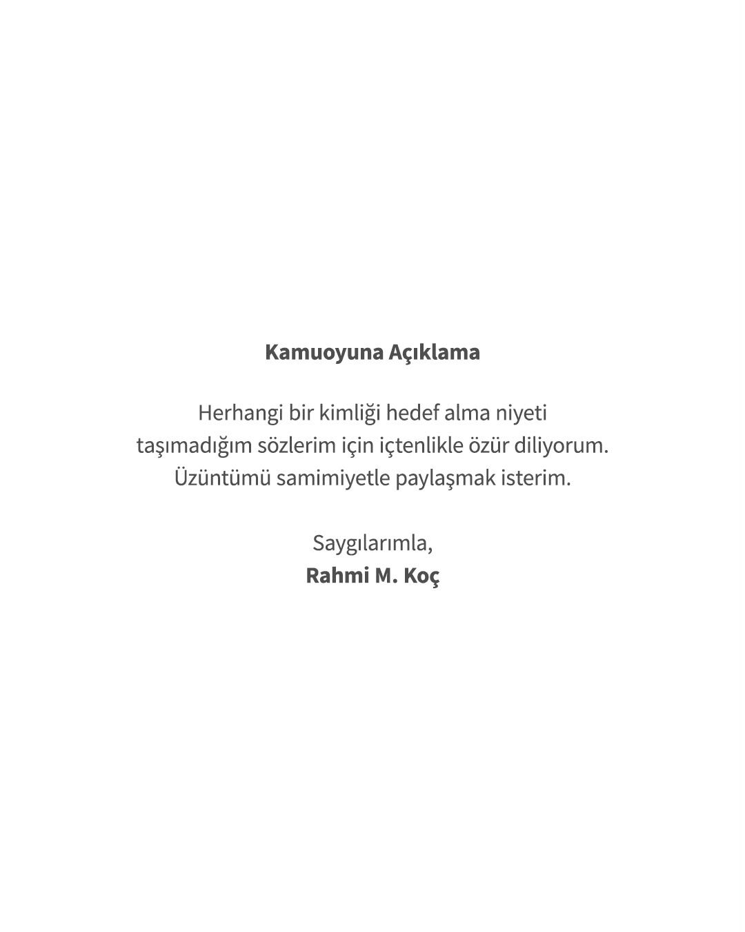 rahmi koç açıklama