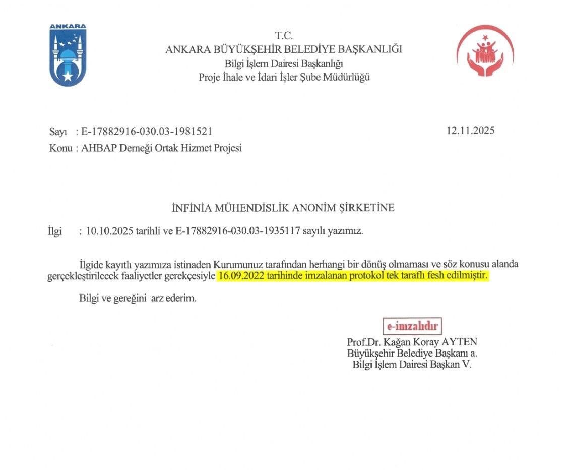 ABB projeyi iptal etti