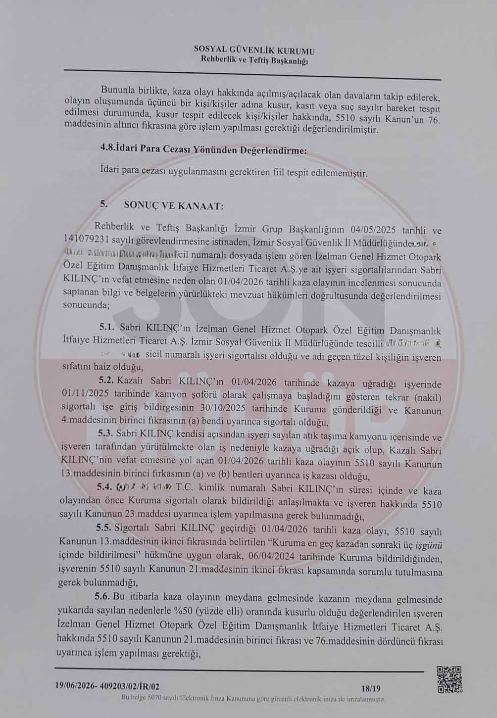 Çiğli Iş Kazası Rapor