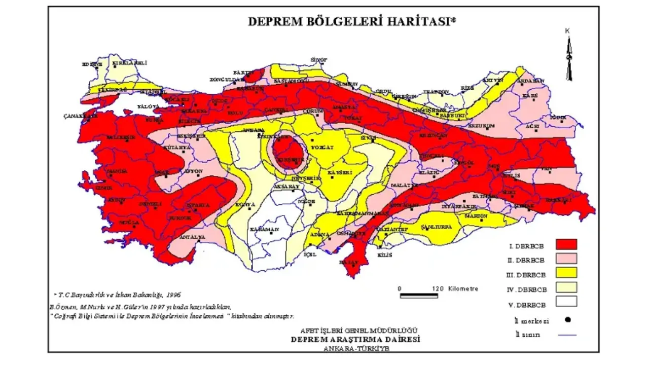 Deprem Bölgeleri Haritasında Izmir