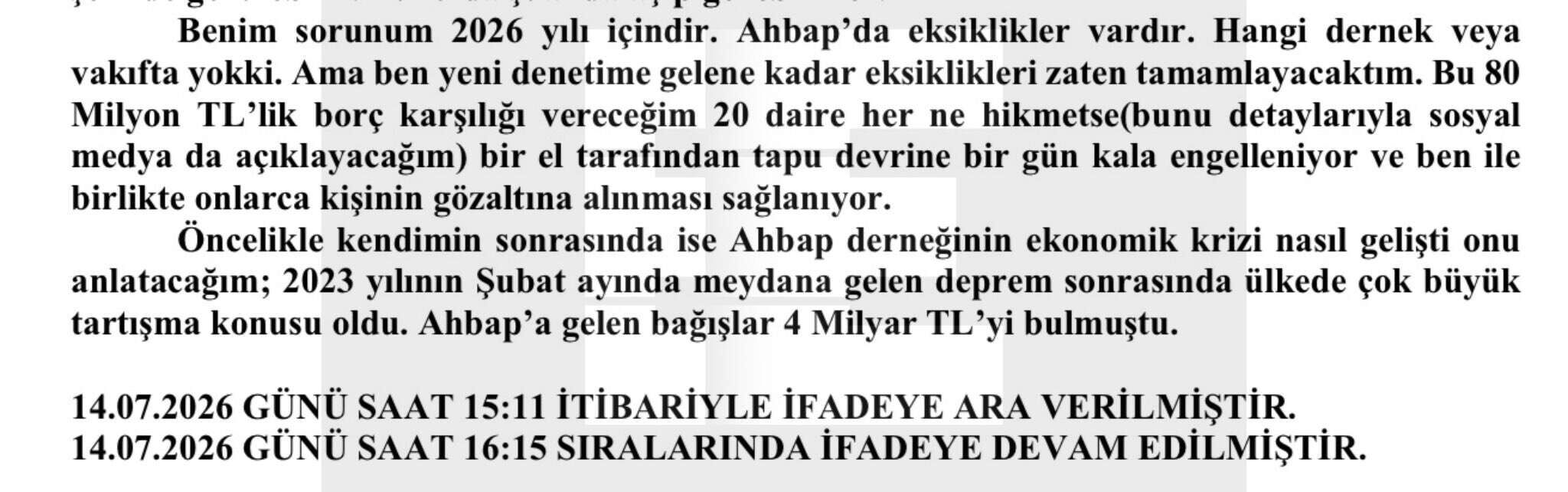 Haluk Levent'in ifadesi